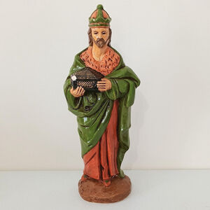 Vtg Hand Painted Chalkware Standing Wiseman Figure Nativity Replacement 13.5"